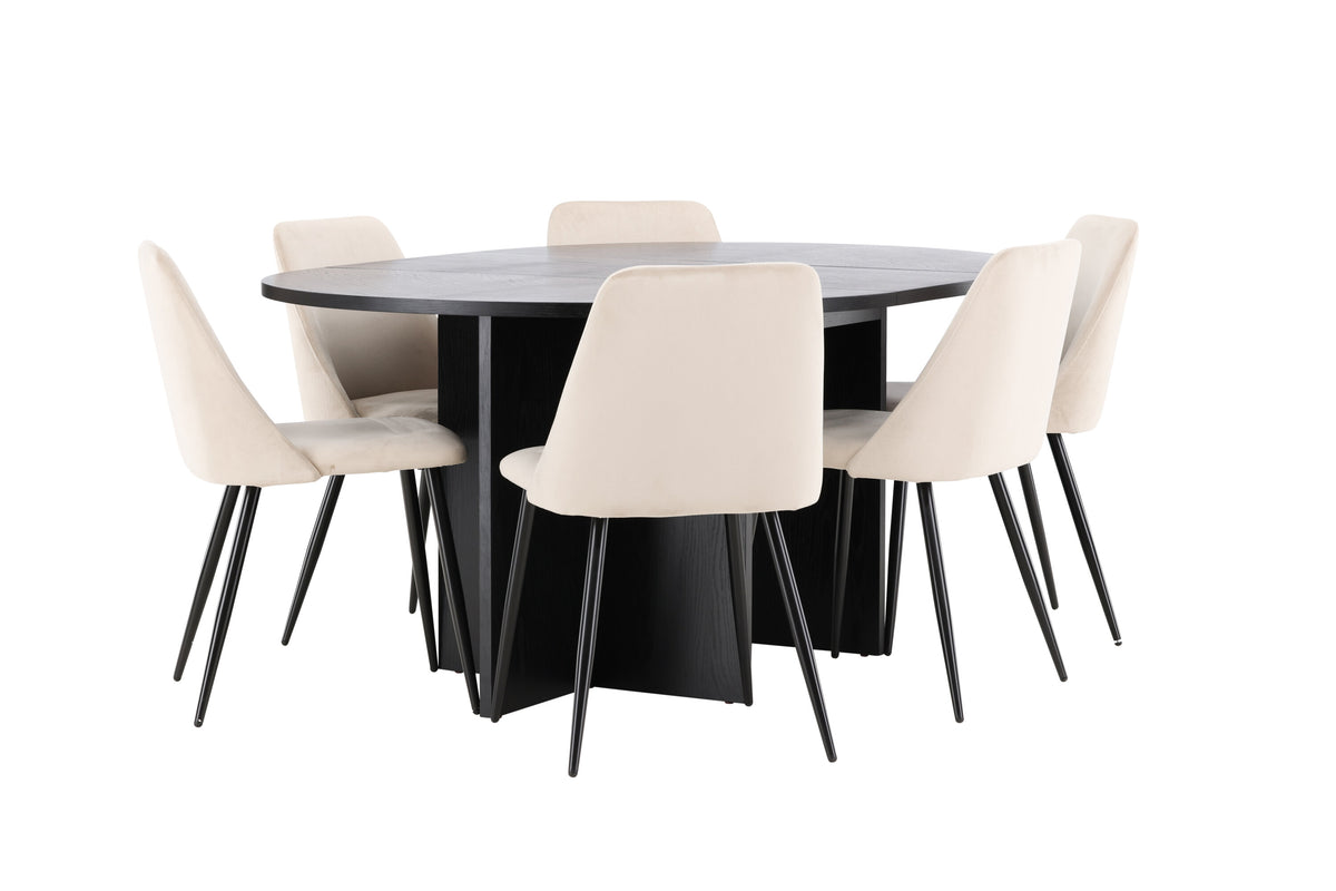 Strada matgrupp med 6 Night-stolar svart/beige