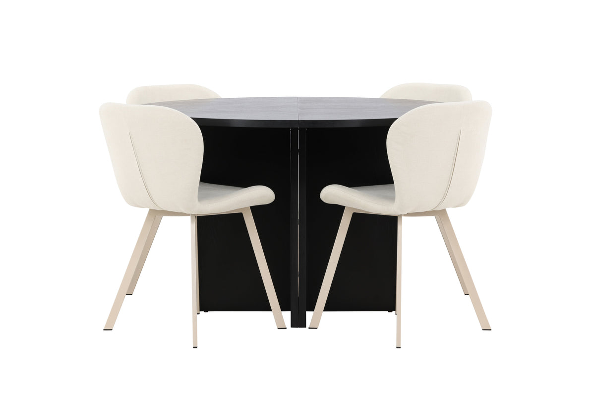 Strada matgrupp med 4 Lilja-stolar svart/beige