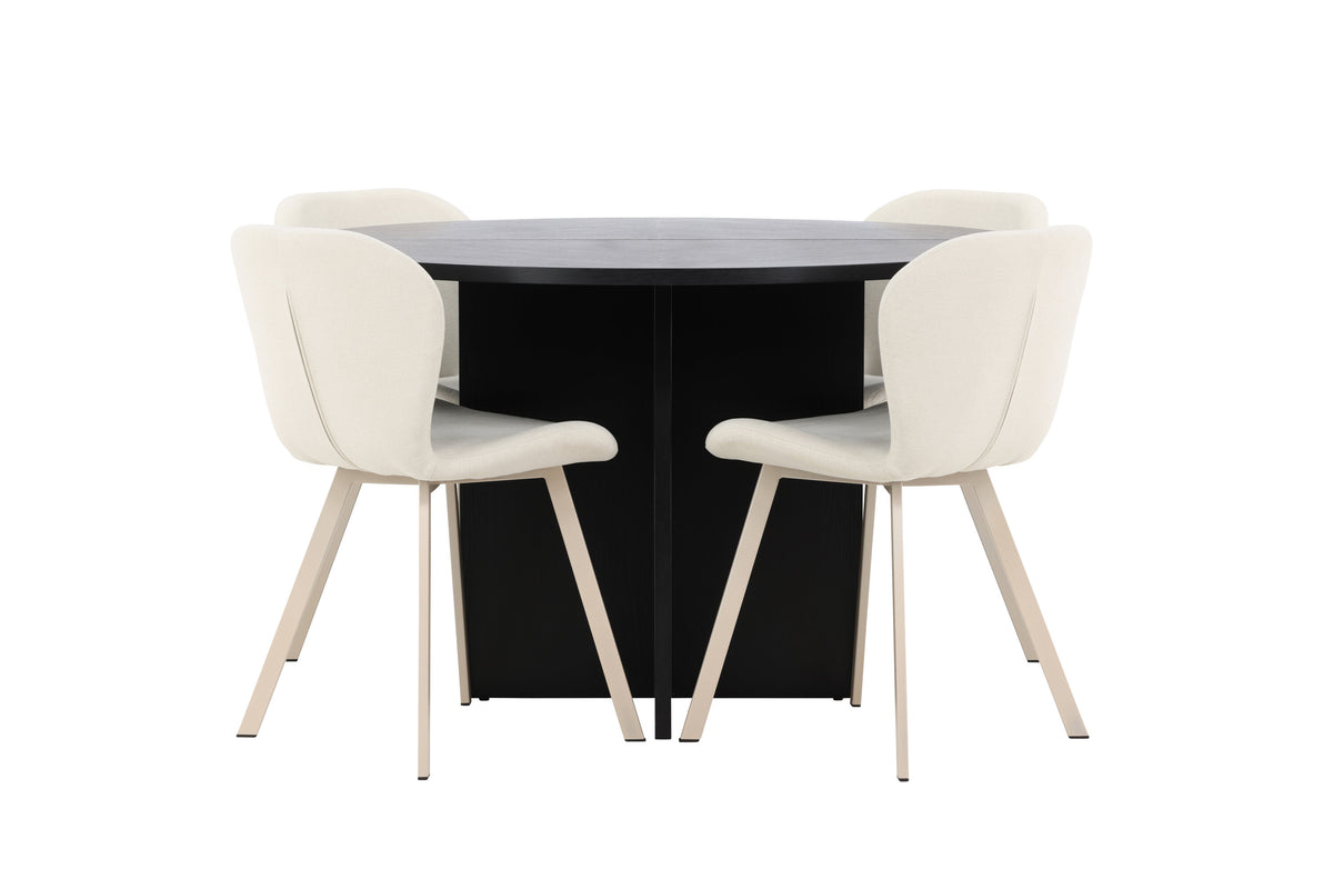 Strada matgrupp med 4 Lilja-stolar svart/beige