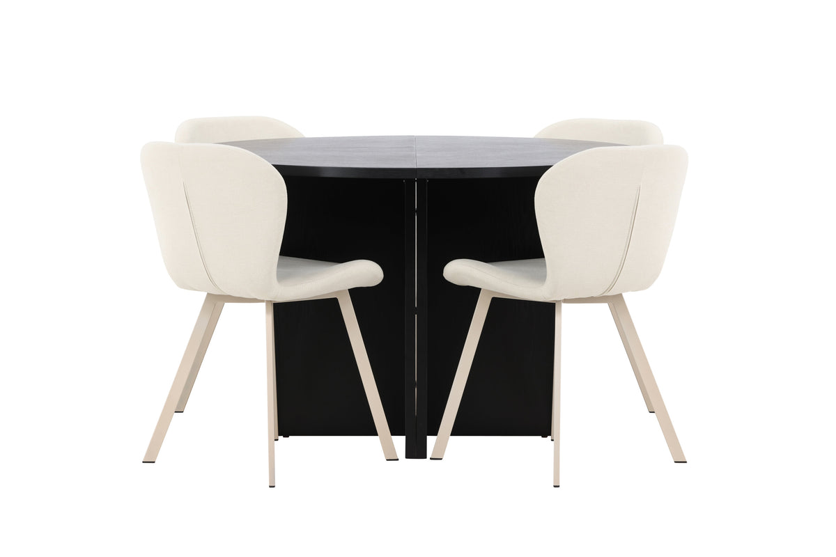 Strada matgrupp med 4 Lilja-stolar svart/beige