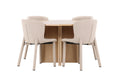 Strada matgrupp med 4 Astoria-stolar vitlaserad/beige