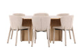 Strada matgrupp med 6 Astoria-stolar vitlaserad/beige