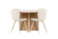 Strada matgrupp med 4 Lilja-stolar vitlaserad/beige