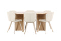 Strada matgrupp med 6 Lilja-stolar vitlaserad/beige