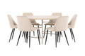 Copenhagen matgrupp vitlaserad/beige med 6 Night-stolar i svart/beige