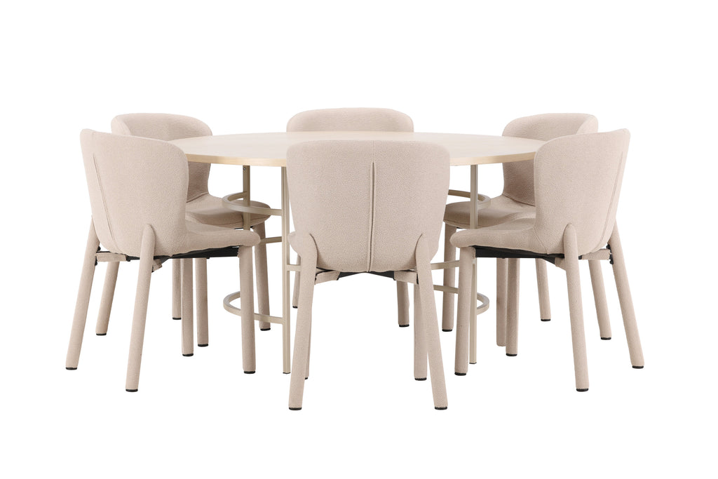 Copenhagen matgrupp vitlaserad/beige med 6 beige Astoria-stolar