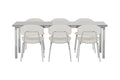 Cilo och Chico matgrupp 210x95x75 cm silver/vit med kromade stolsben