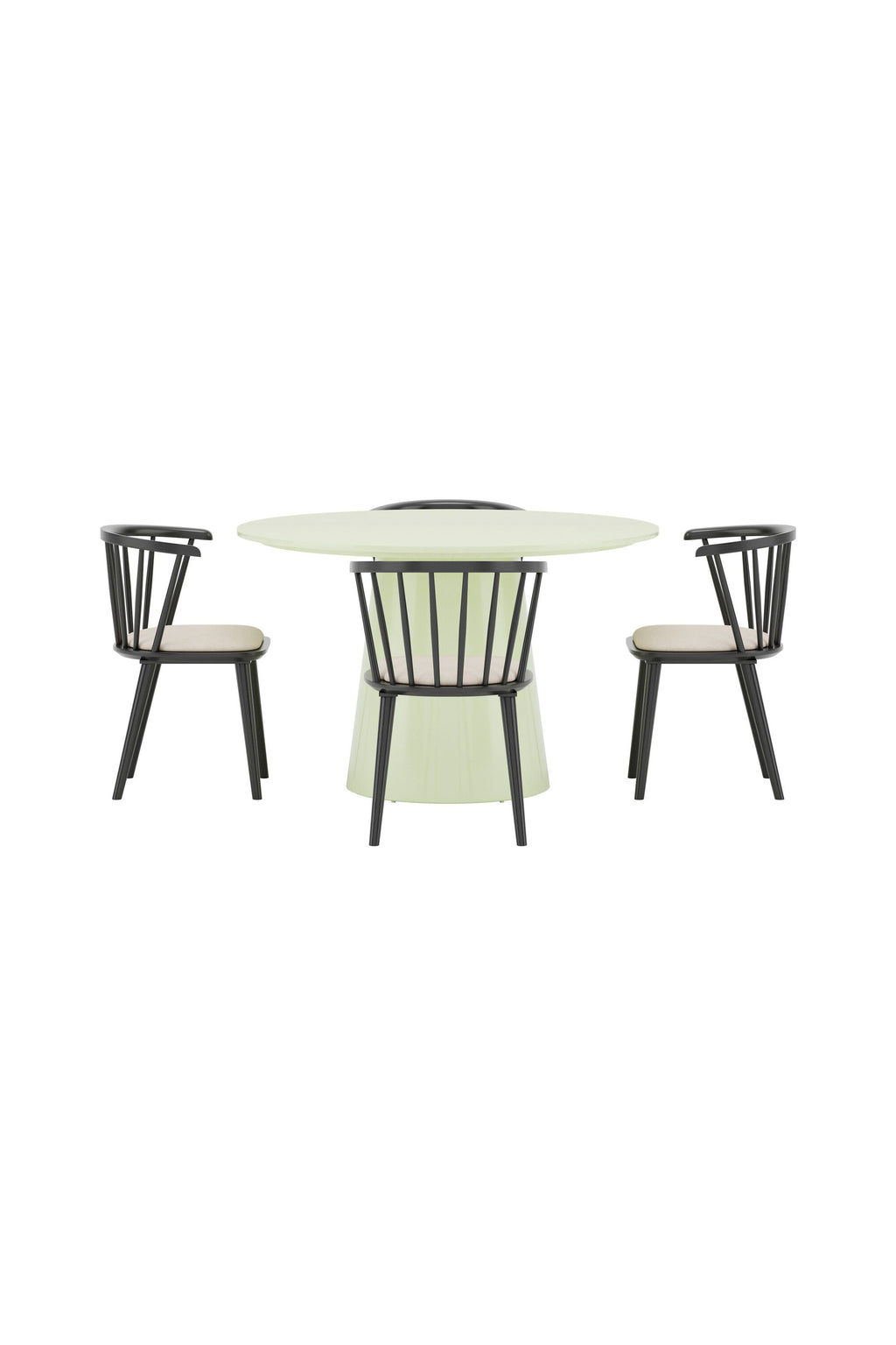 Lanzo/Bobby rund matgrupp Ø120 cm matchagrön/svart/beige