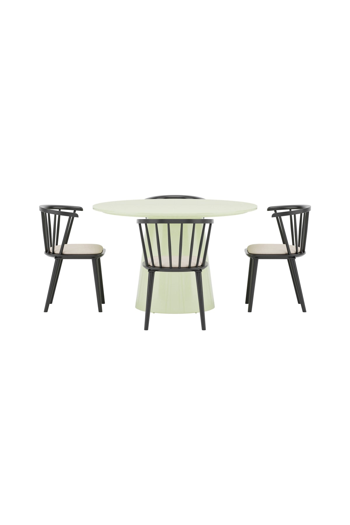 Lanzo/Bobby rund matgrupp Ø120 cm matchagrön/svart/beige