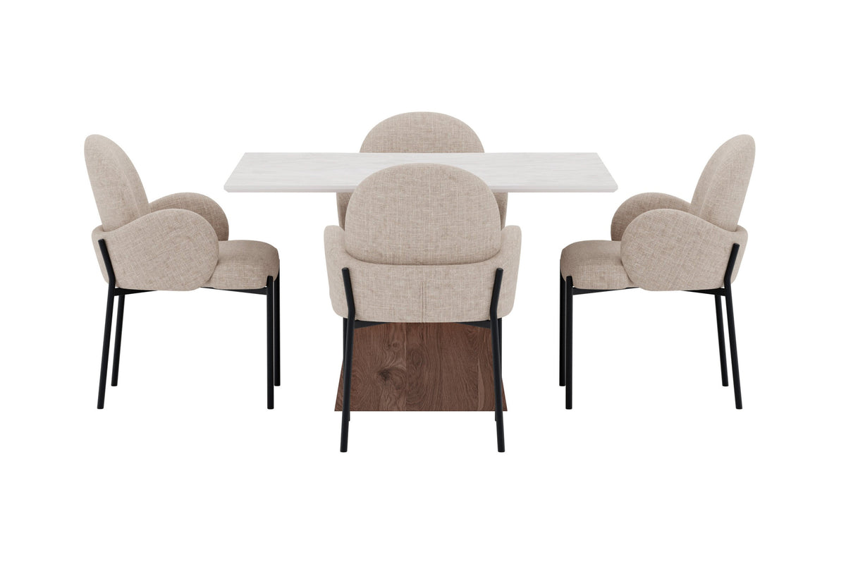 Cael/Blom matgrupp 120x120 cm mockabrun/svart/beige, stenutseende