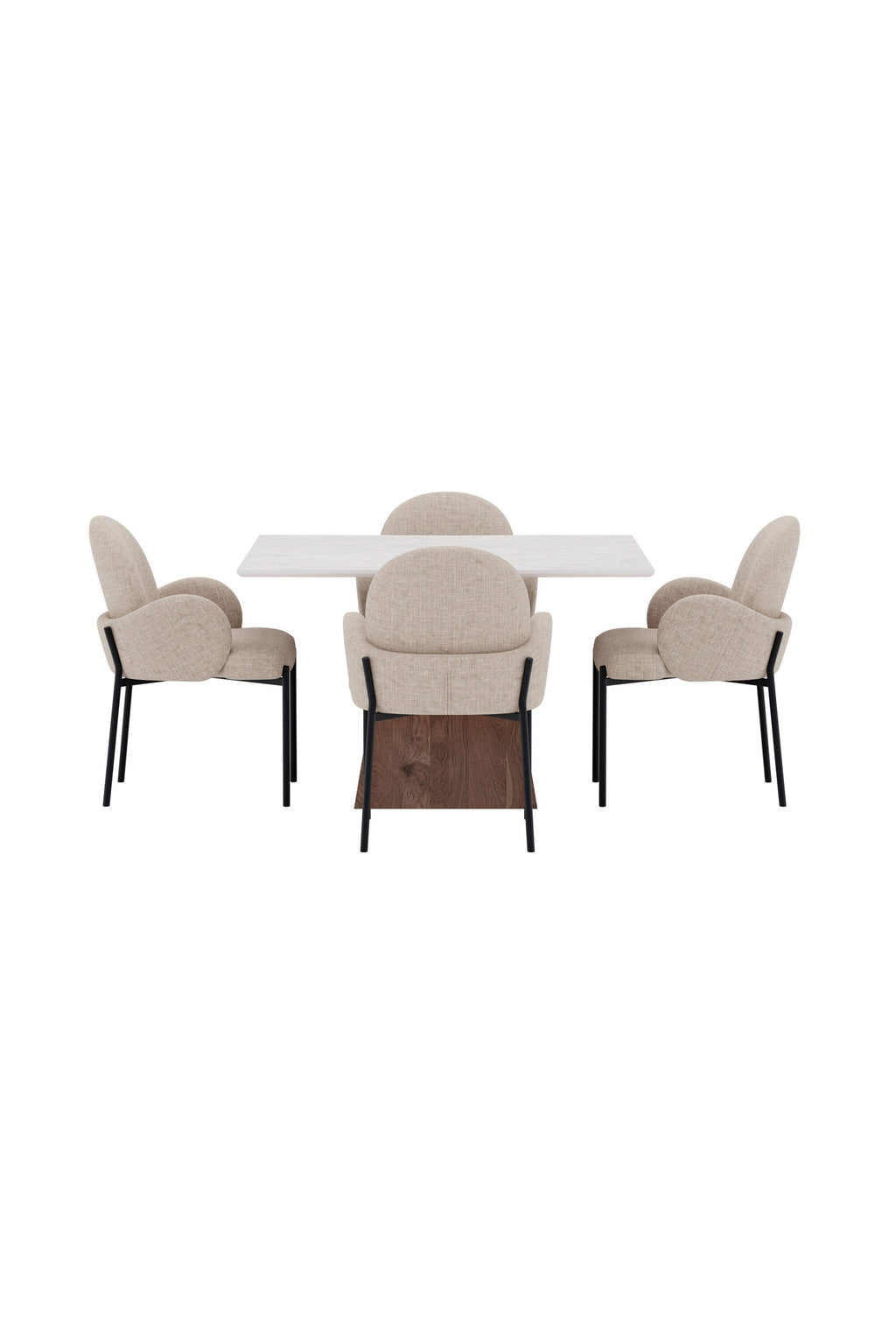 Cael/Blom matgrupp 120x120 cm mockabrun/svart/beige, stenutseende