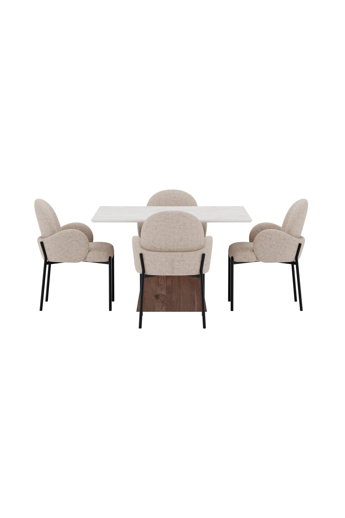 Cael/Blom matgrupp 120x120 cm mockabrun/svart/beige, stenutseende