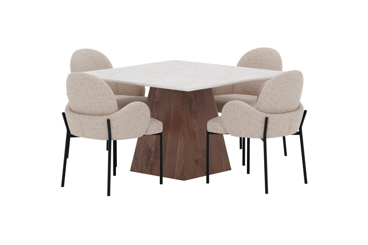 Cael/Blom matgrupp 120x120 cm mockabrun/svart/beige, stenutseende
