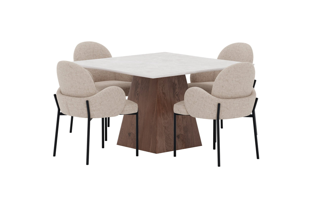 Cael/Blom matgrupp 120x120 cm mockabrun/svart/beige, stenutseende