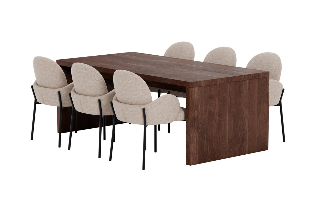 Evone/Blom matgrupp 100x200 cm mockabrun/svart/beige, tyg