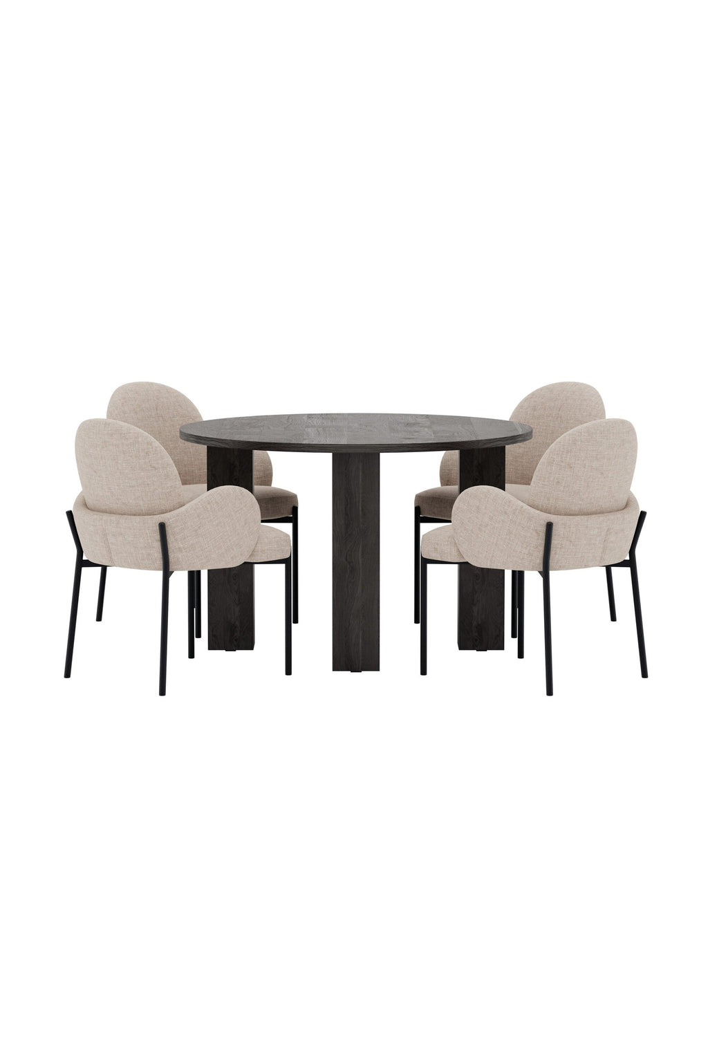 Juno rund matgrupp med Blom-stolar Ø120x75 cm svart/beige