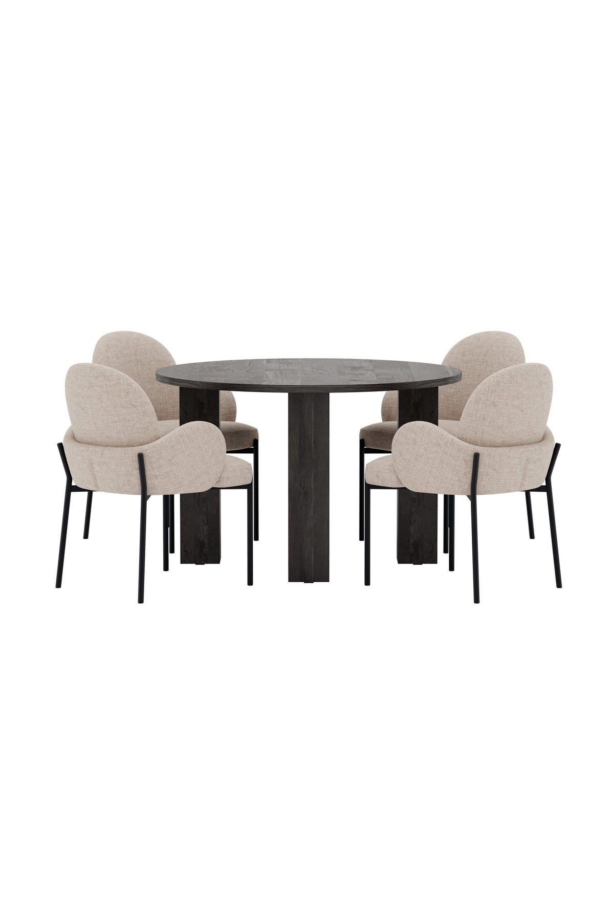 Juno rund matgrupp med Blom-stolar Ø120x75 cm svart/beige