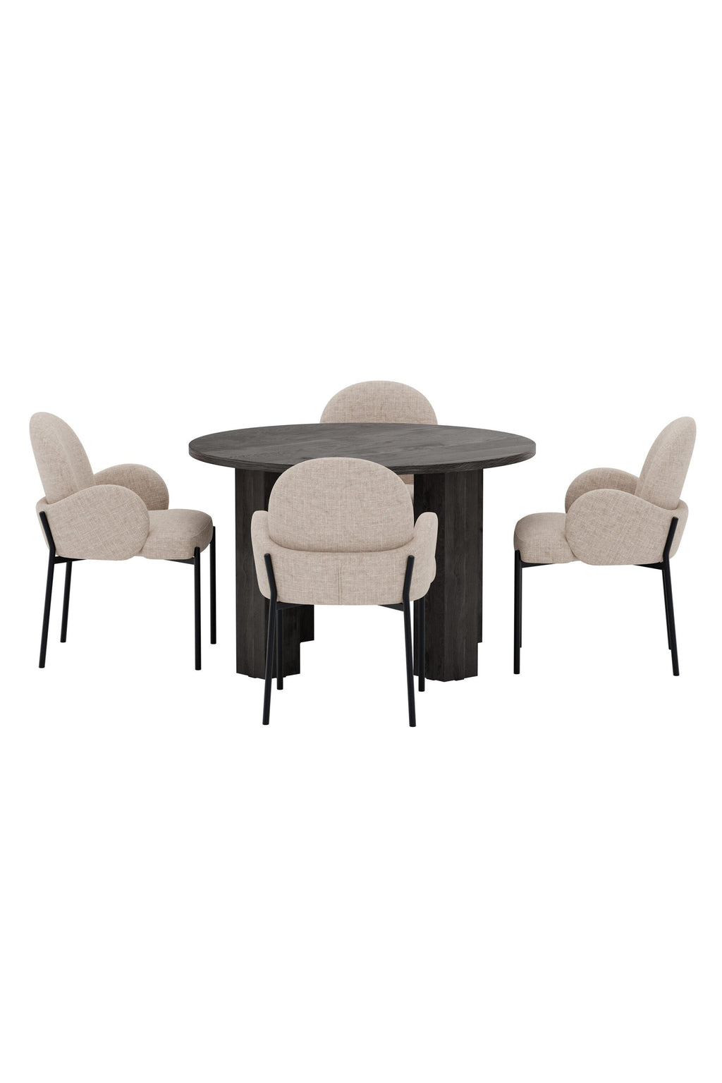 Juno rund matgrupp med Blom-stolar Ø120x75 cm svart/beige