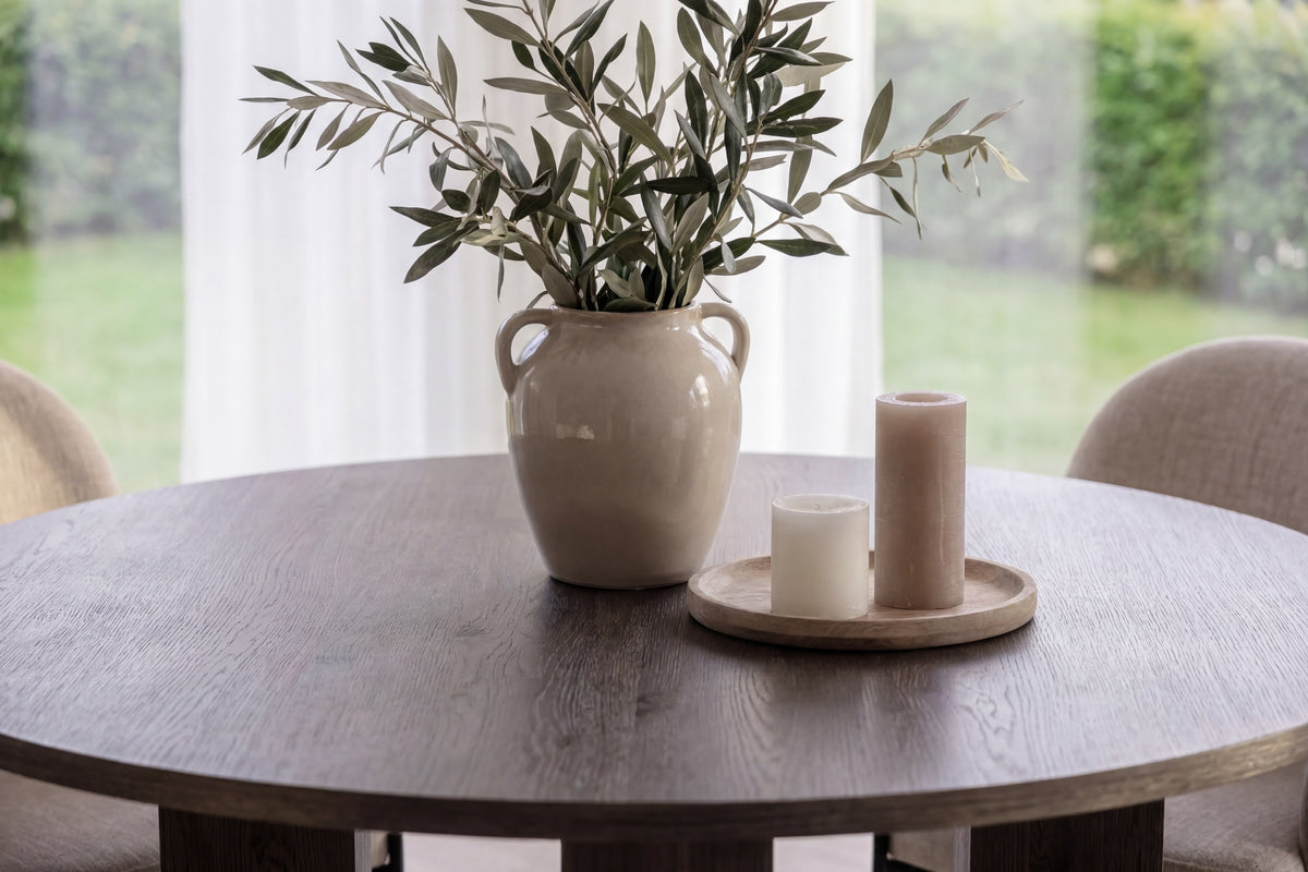 Juno rund matgrupp med Blom-stolar Ø120x75 cm svart/beige