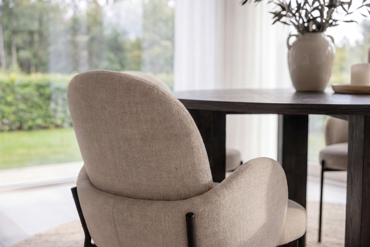 Juno rund matgrupp med Blom-stolar Ø120x75 cm svart/beige