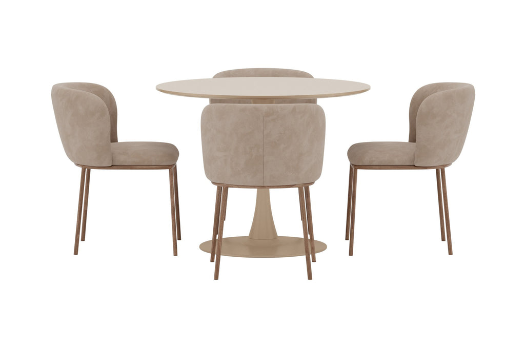 Glade och Edina rund matgrupp Ø100x75 cm beige/träimitation
