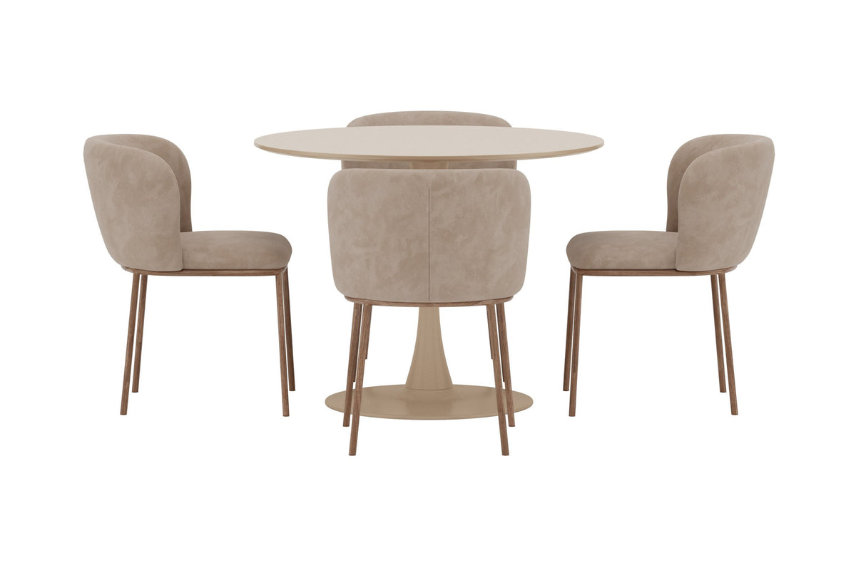 Glade och Edina rund matgrupp Ø100x75 cm beige/träimitation