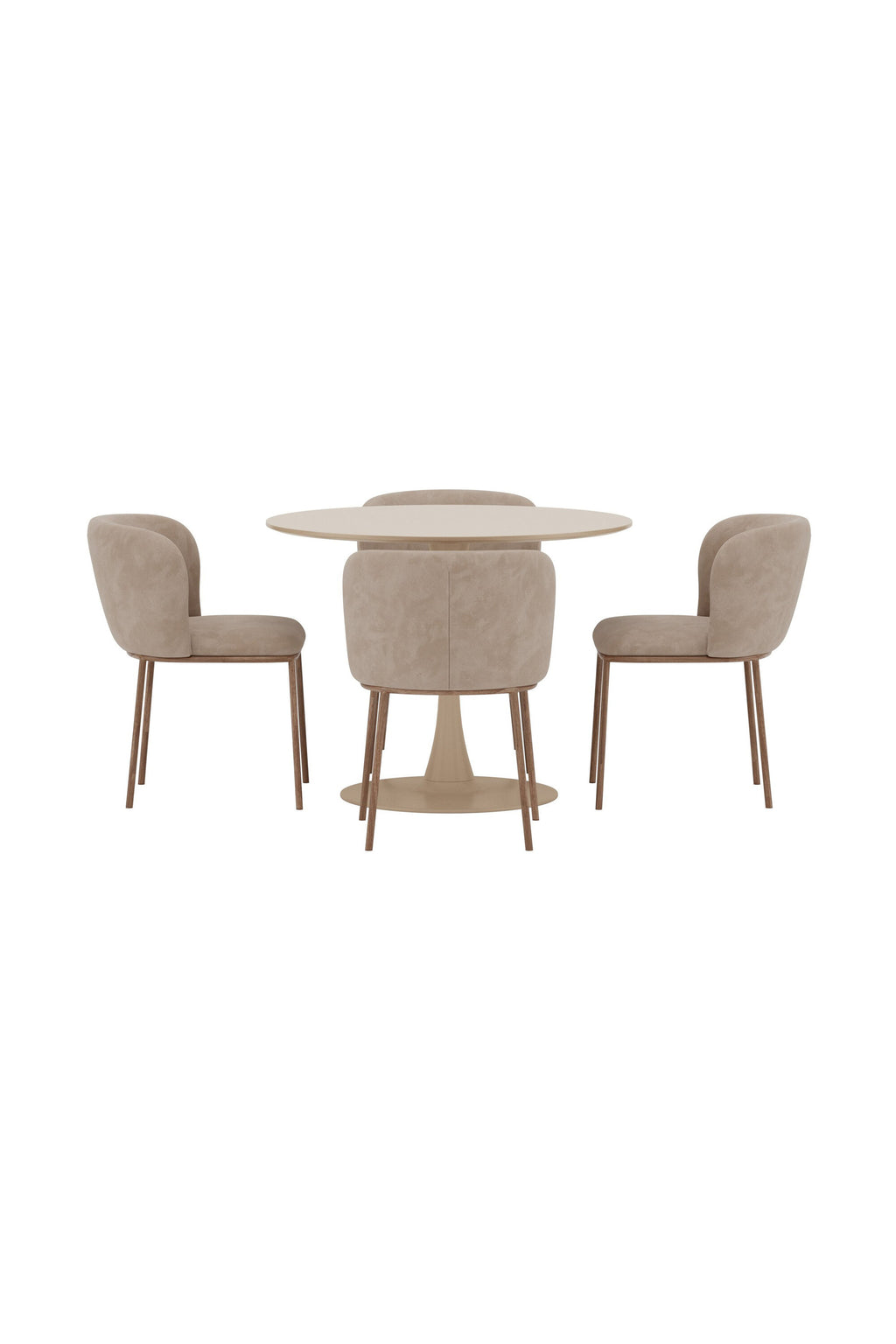Glade och Edina rund matgrupp Ø100x75 cm beige/träimitation