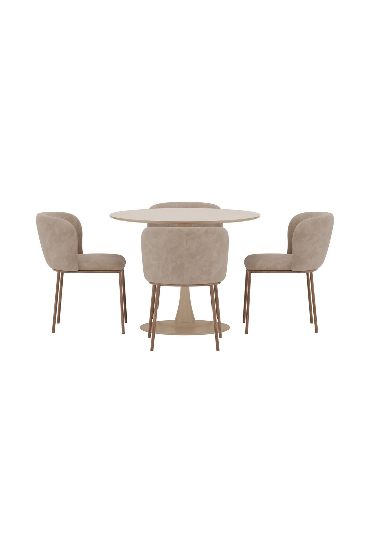 Glade och Edina rund matgrupp Ø100x75 cm beige/träimitation