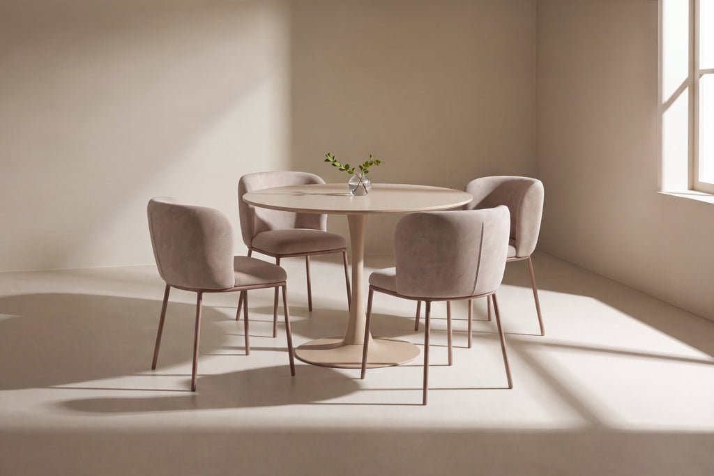 Glade och Edina rund matgrupp Ø100x75 cm beige/träimitation