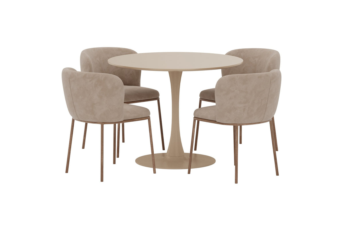 Glade och Edina rund matgrupp Ø100x75 cm beige/träimitation