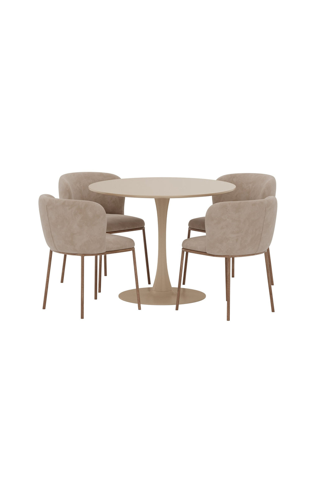 Glade och Edina rund matgrupp Ø100x75 cm beige/träimitation