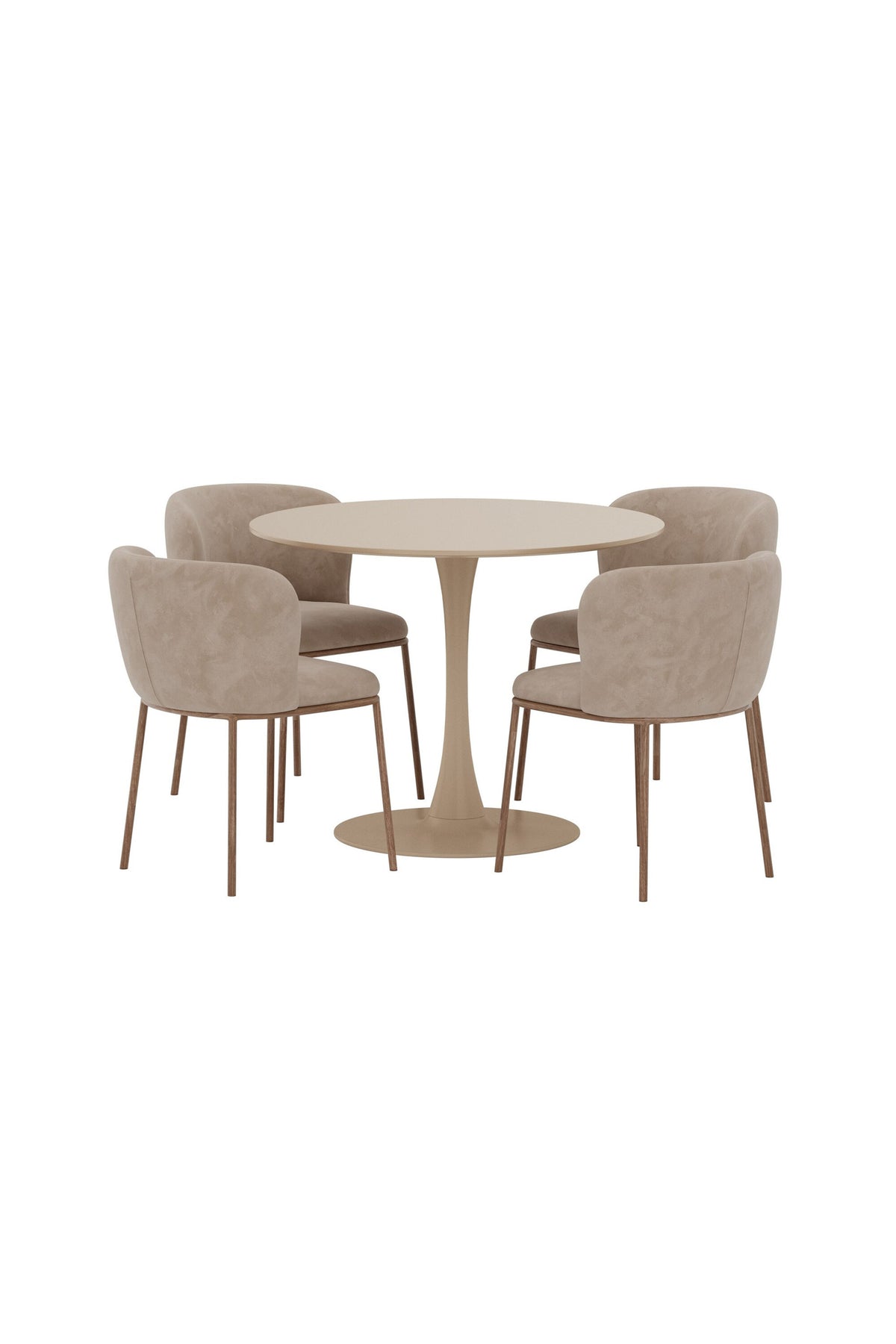 Glade och Edina rund matgrupp Ø100x75 cm beige/träimitation