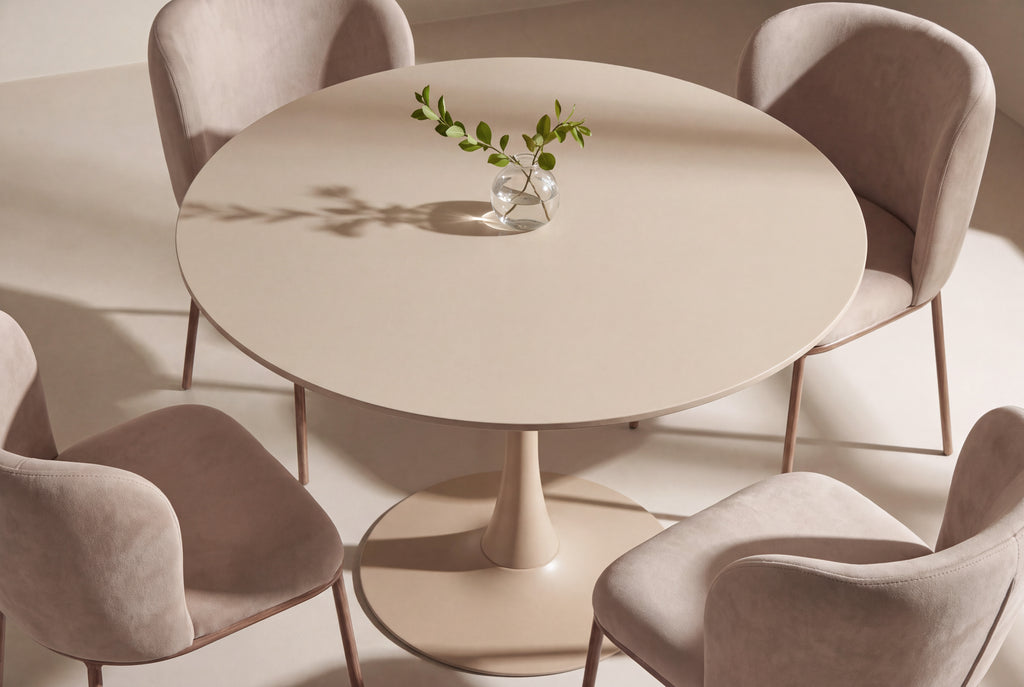 Glade och Edina rund matgrupp Ø100x75 cm beige/träimitation