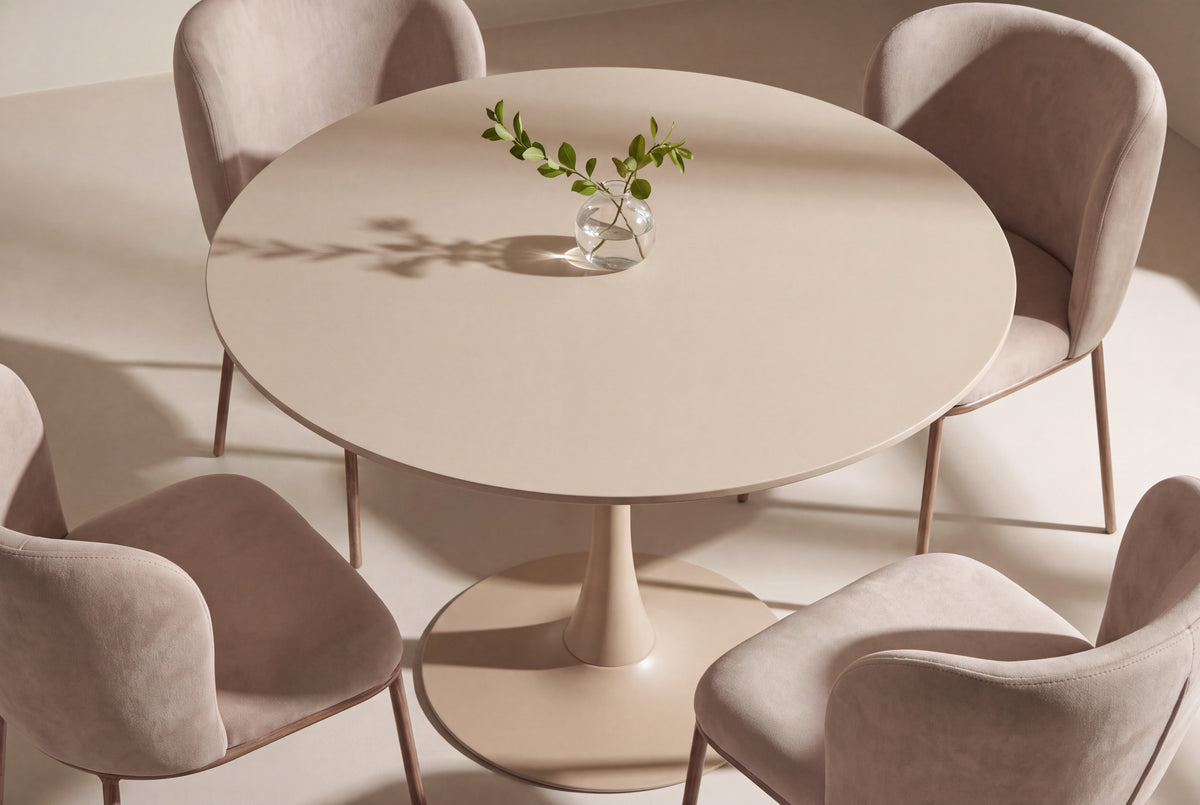 Glade och Edina rund matgrupp Ø100x75 cm beige/träimitation