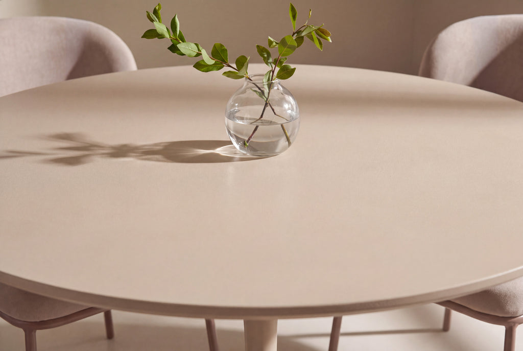 Glade och Edina rund matgrupp Ø100x75 cm beige/träimitation