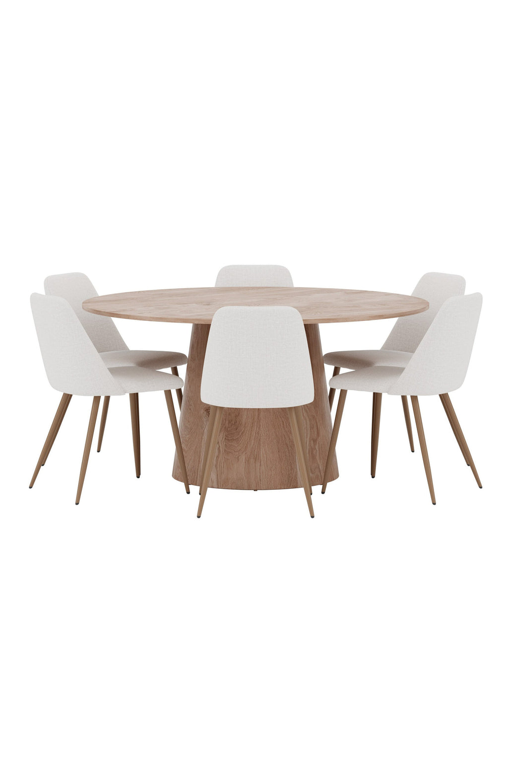 Lanzo/Night rund matgrupp Ø150 cm natur/mockabrun/beige, linne