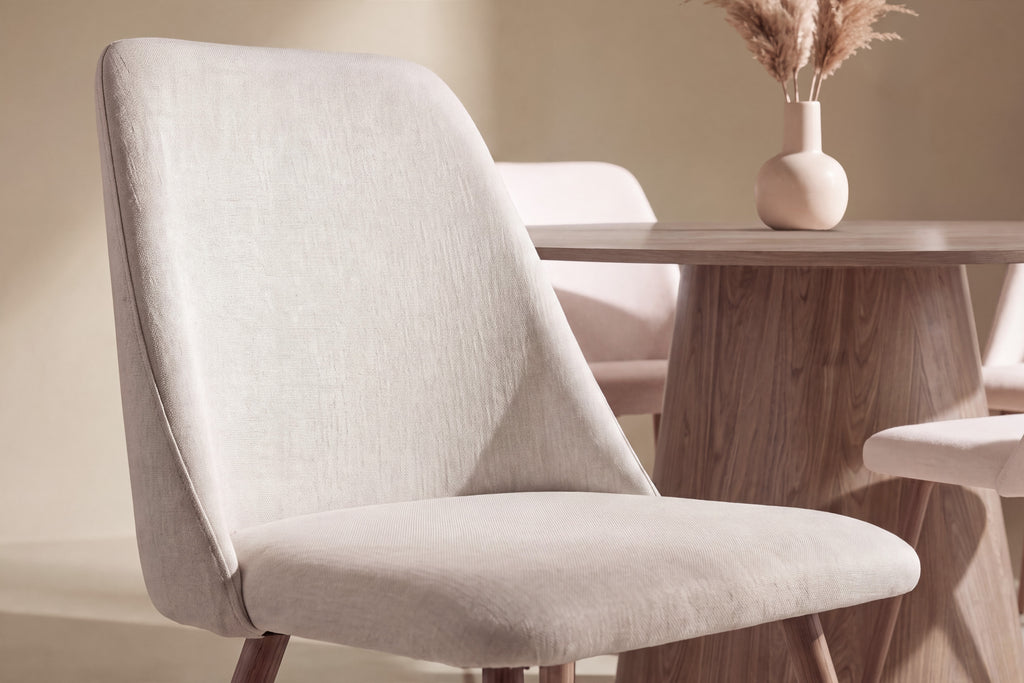 Lanzo/Night rund matgrupp Ø150 cm natur/mockabrun/beige, linne
