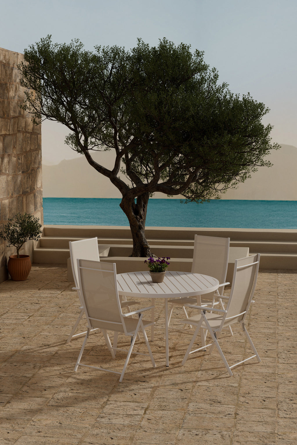 Giardini matgrupp med 4 Levanzo stolar beige