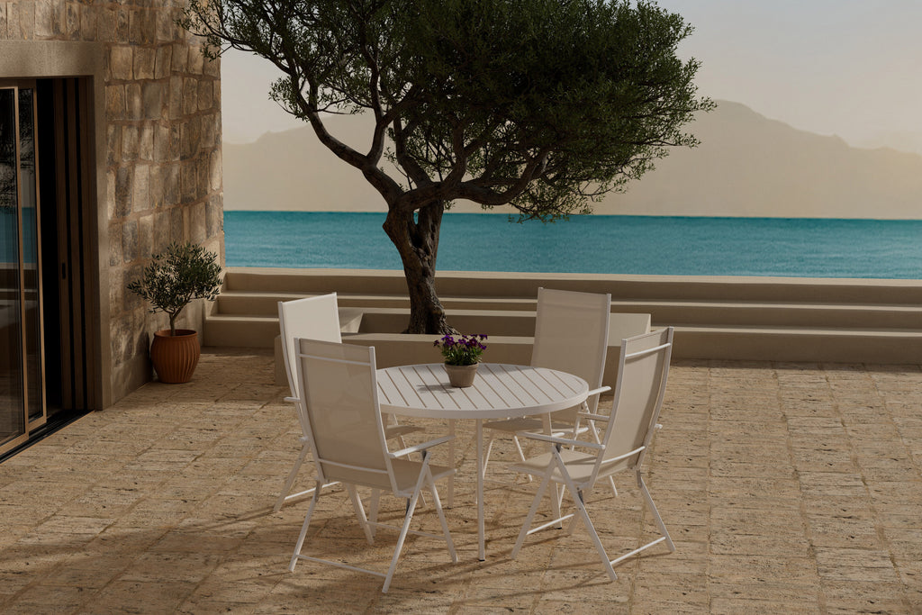 Giardini matgrupp med 4 Levanzo stolar beige