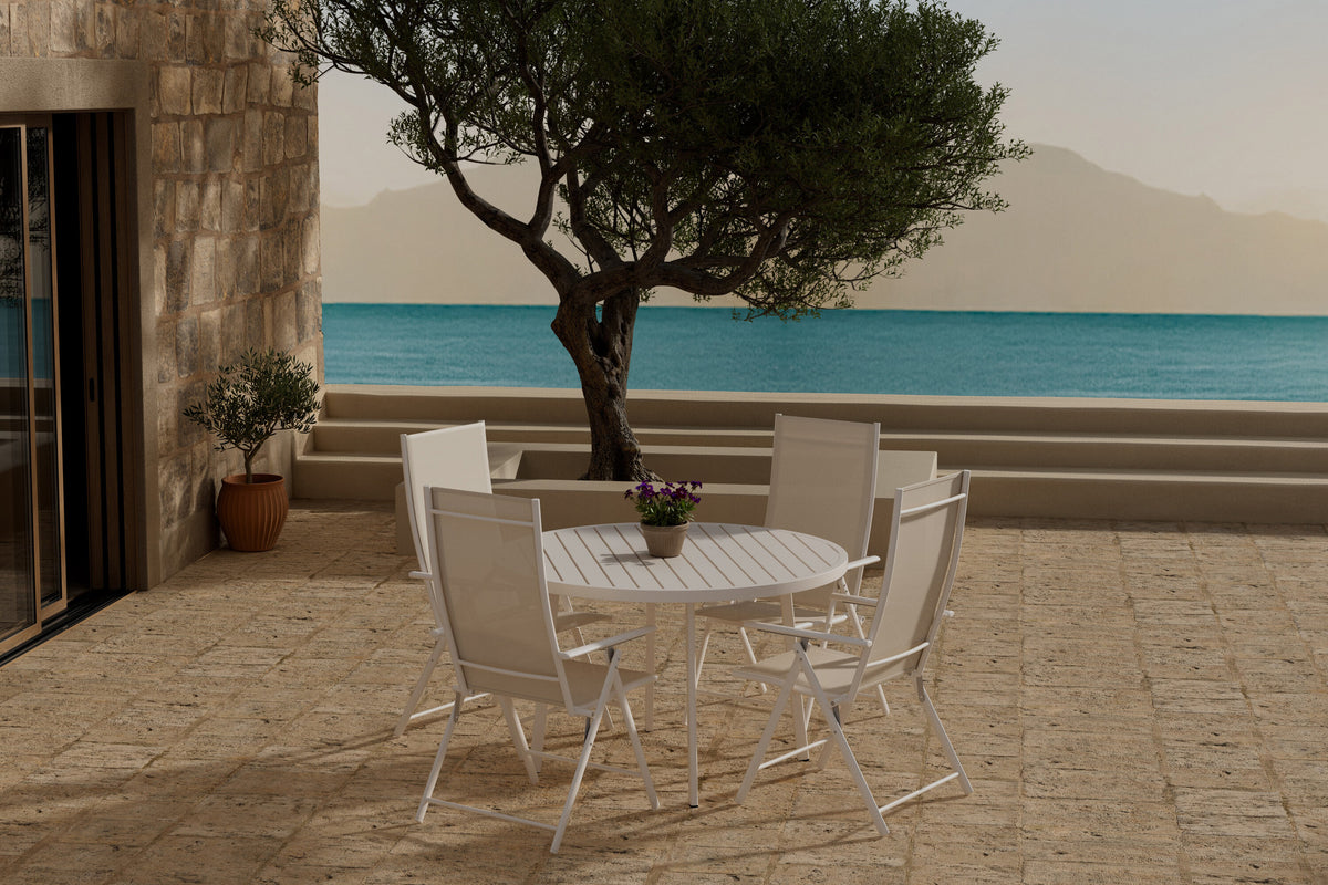 Giardini matgrupp med 4 Levanzo stolar beige