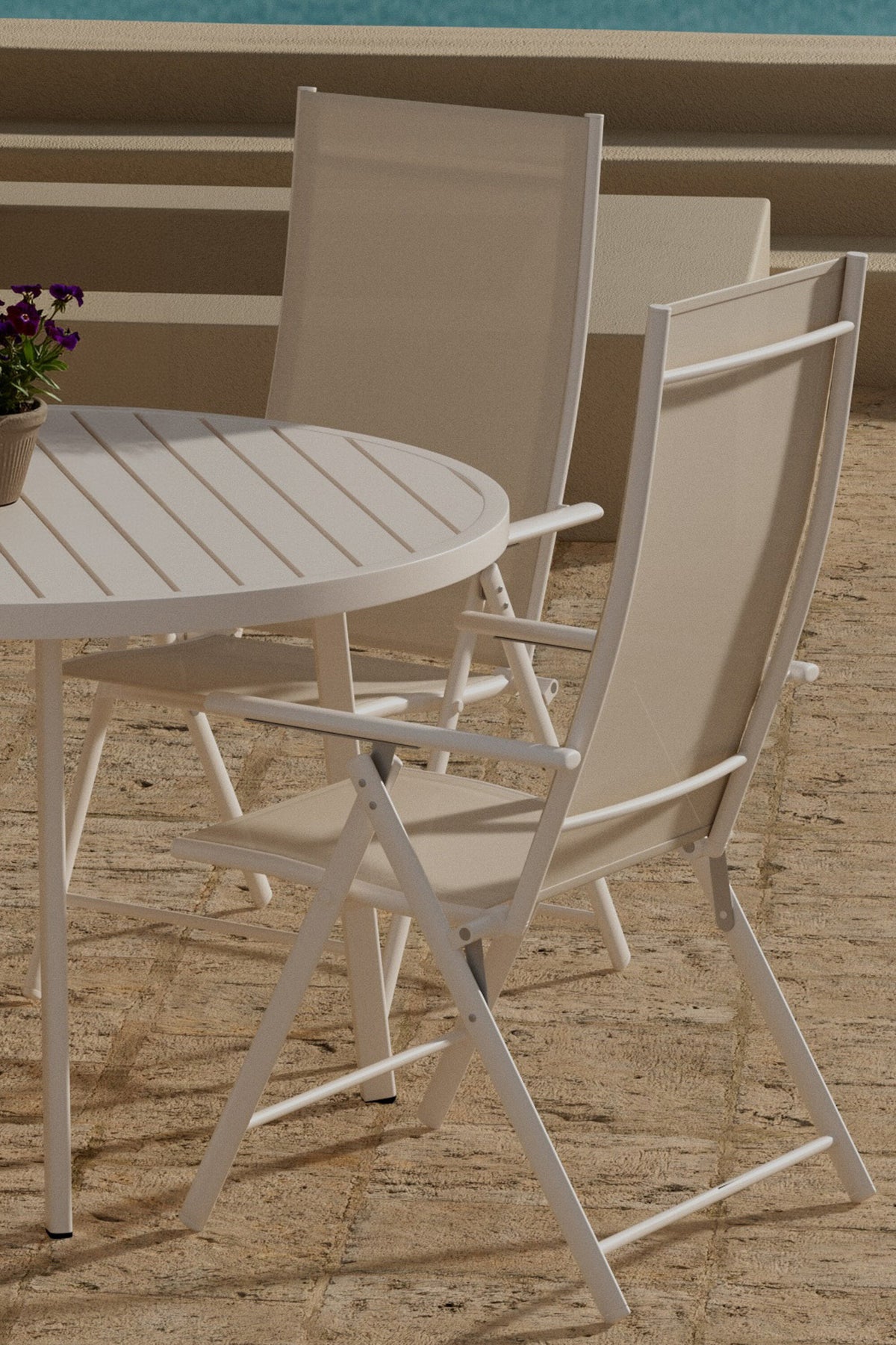 Giardini matgrupp med 4 Levanzo stolar beige