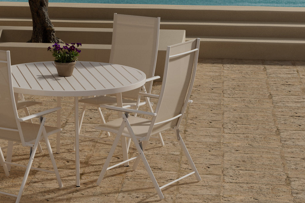 Giardini matgrupp med 4 Levanzo stolar beige