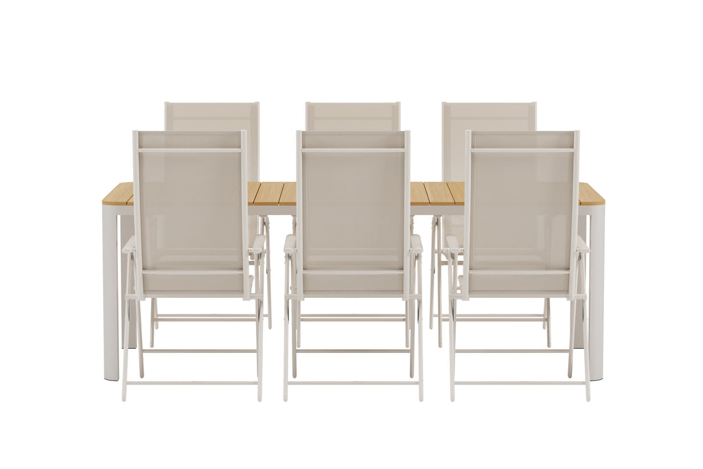 Etna matgrupp med 6 Levanzo stolar beige