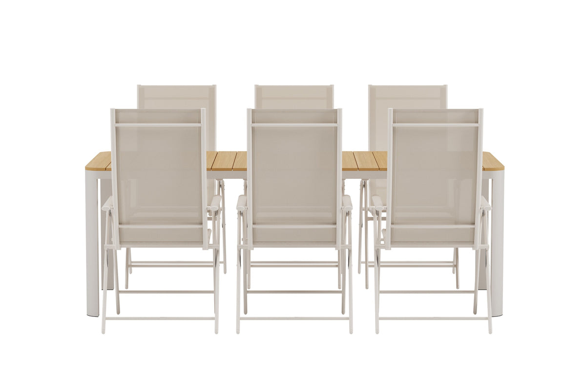 Etna matgrupp med 6 Levanzo stolar beige