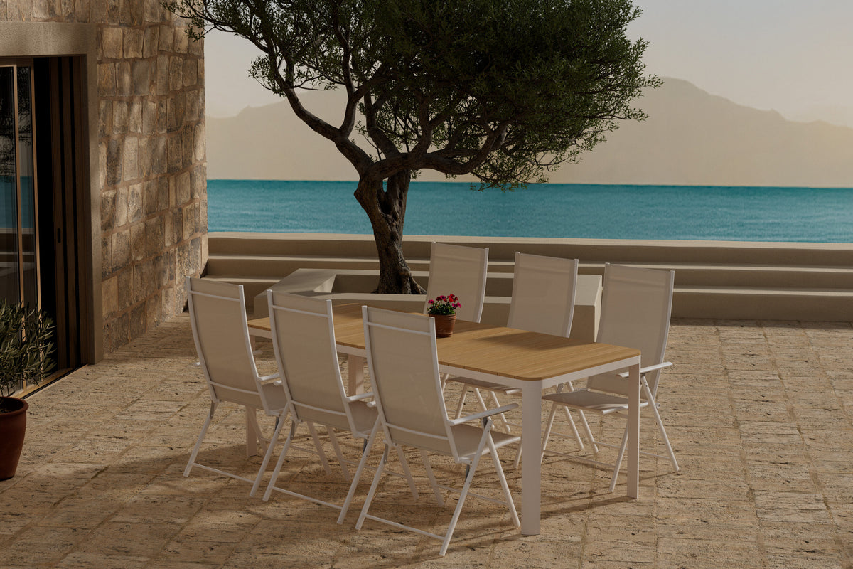 Etna matgrupp med 6 Levanzo stolar beige