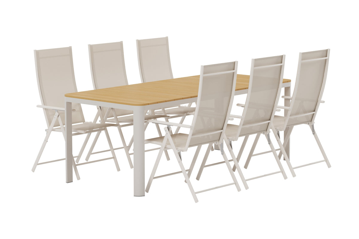Etna matgrupp med 6 Levanzo stolar beige