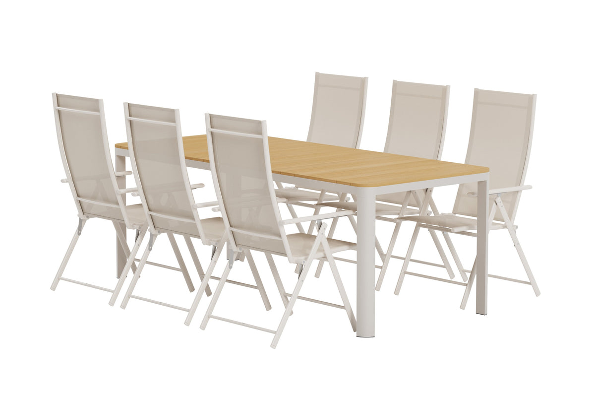 Etna matgrupp med 6 Levanzo stolar beige