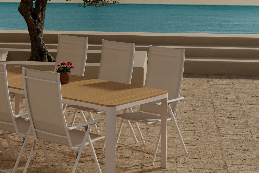 Etna matgrupp med 6 Levanzo stolar beige