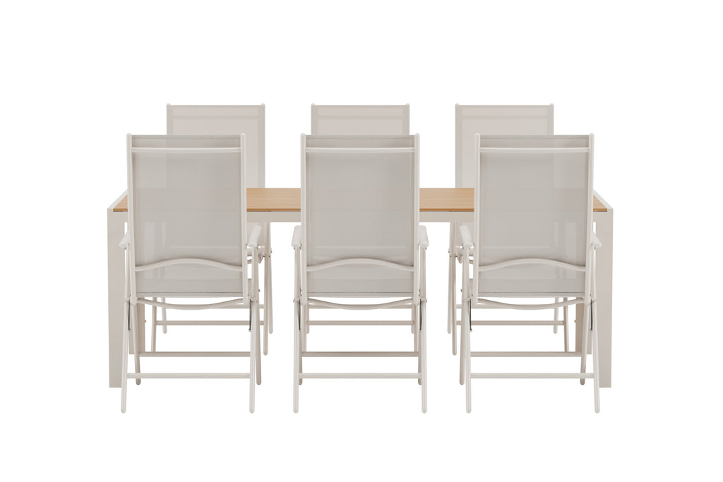Break matgrupp med bord och 6 stolar beige