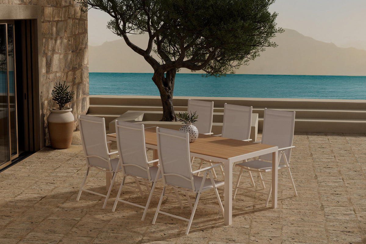 Break matgrupp med bord och 6 stolar beige